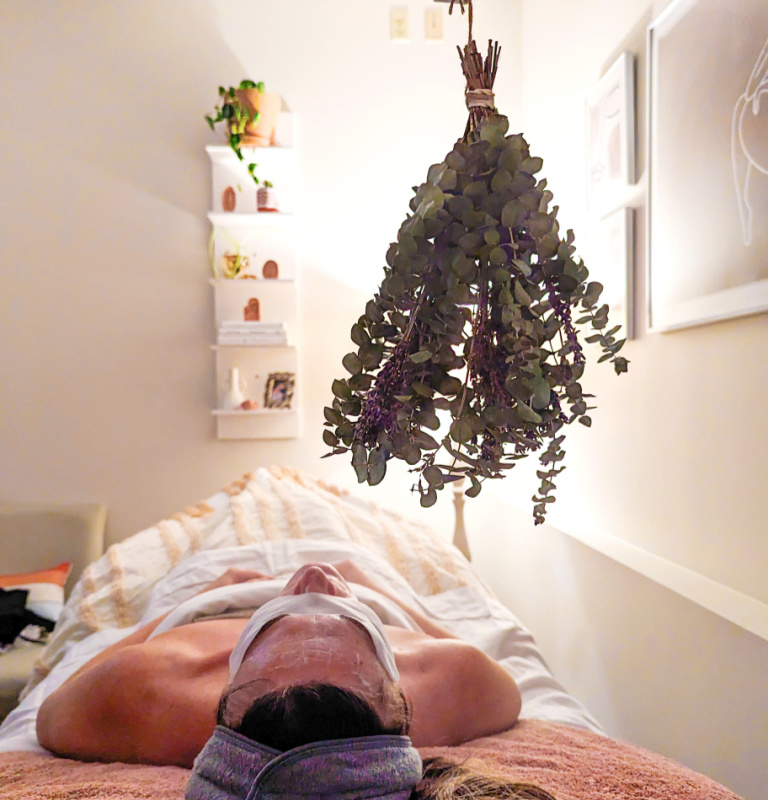 facial treatment with eucalyptus at kerry spindler bespoke aesthetics spa near the financial district