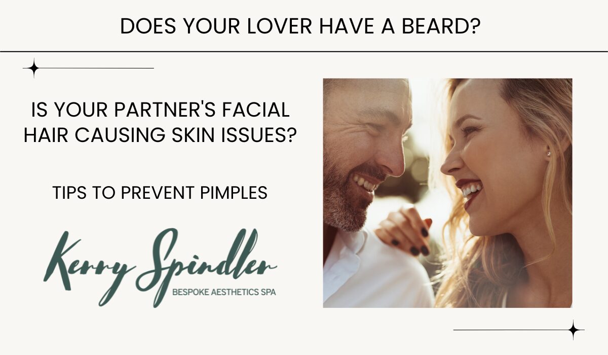 Bearded partner causing skin irritation and acne due to facial hair friction and bacteria
